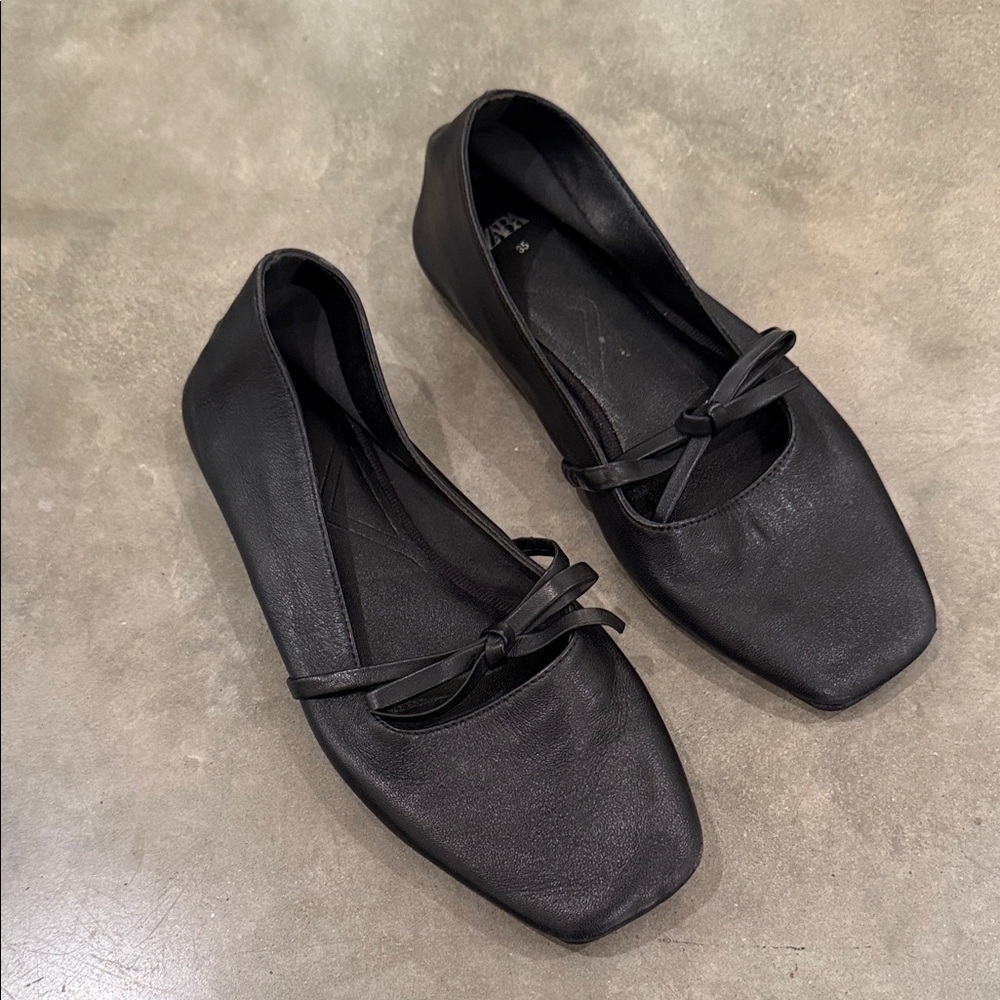 Zara Black Women's Flats with Bow